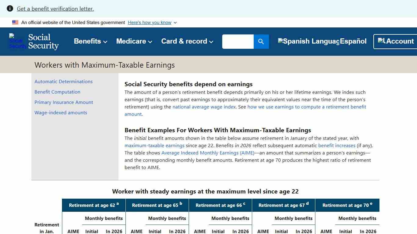 Maximum-taxable benefit examples